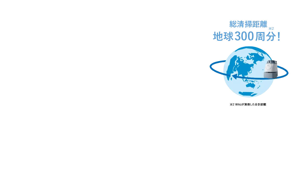 総清掃距離 地球100周分！ Whizが清掃した合計距離